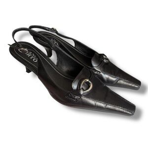 Franco Sarto Genuine Leather Slingback Kitten Heels